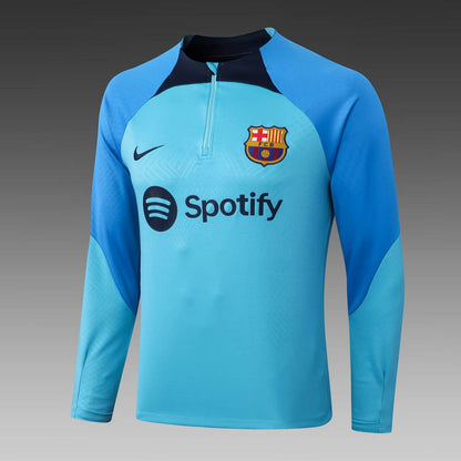 2022/2023 Barcelona Half-Pull Training Suit Blue Jersey Set