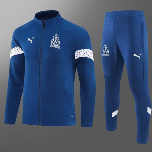 2023/2024 Olympique de Marseille Long Zip Jacket Dark Blue Football Jersey Set