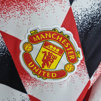 2022/2023 Manchester United Training Suit Red White Black Geometric Pattern 1:1 Thai Quality