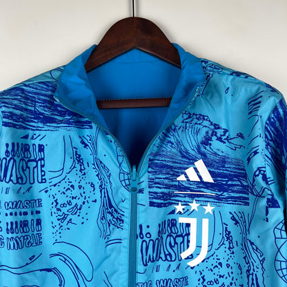 2023-2024 Juventus Reversible Windbreaker Blue Soccer Jersey 1:1 Thai Quality