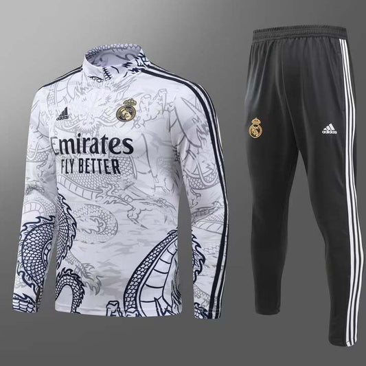 2023/2024 Real Madrid Special Edition Half-Pull Training Suit White Set