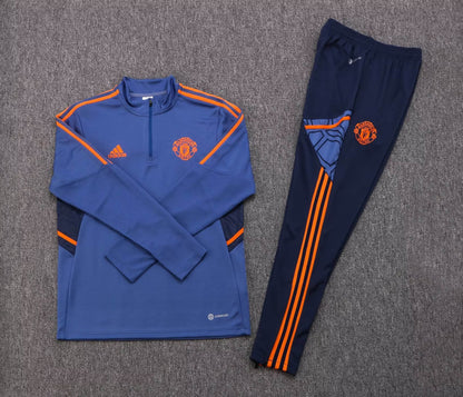 2022/2023 Manchester United Half-Pull Training Suit Blue Football Shirt 1:1 Thai Quality Set