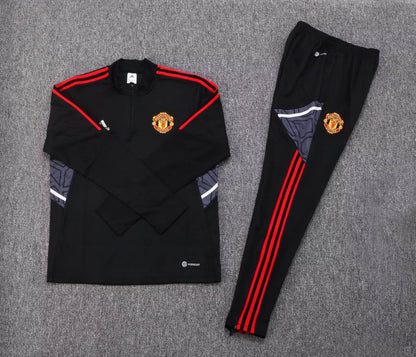 2022/2023 Manchester United Half-Pull Training Suit Black Football Shirt 1:1 Thai Quality Set