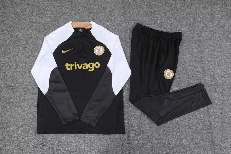 2023/2024 Chelsea Half-Pull Training Suit Black Football Shirt 1:1 Thai Quality Set