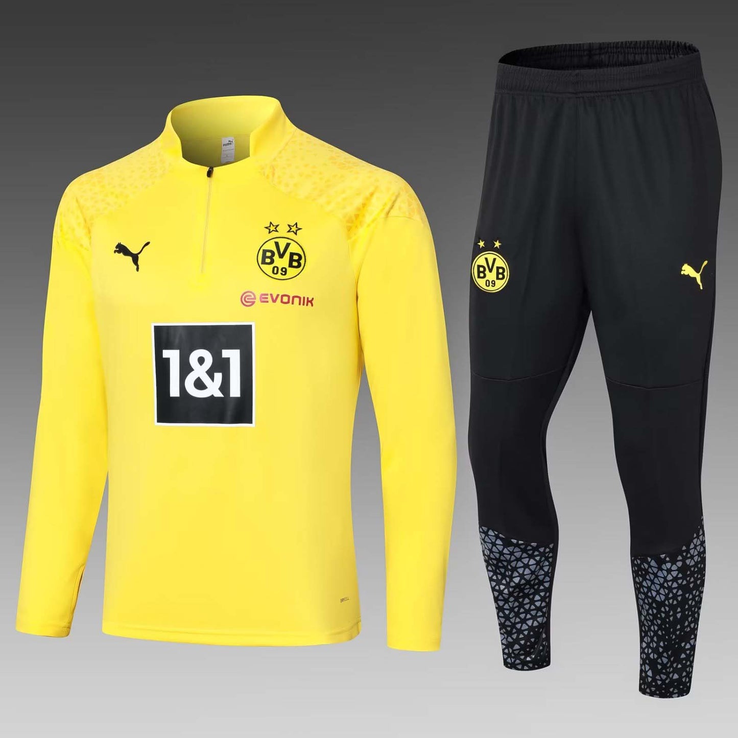 2023/2024 Dortmund Half-Pull Training Suit Yellow Football Shirt 1:1 Thai Quality Set