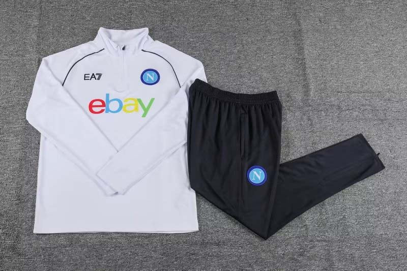 2023-2024 Napoli Half-Pull Training Suit White Football Shirt 1:1 Thai Quality Set