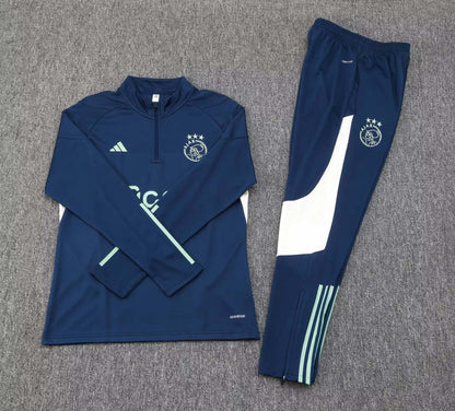 2023/2024 Ajax Half-Pull Training Suit Royal blue Football Shirt 1:1 Thai Quality Set