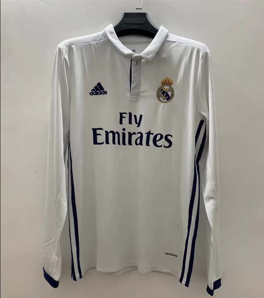 2016/2017 Retro Long Sleeve Real Madrid Home Football Shirt1:1 Thai Quality