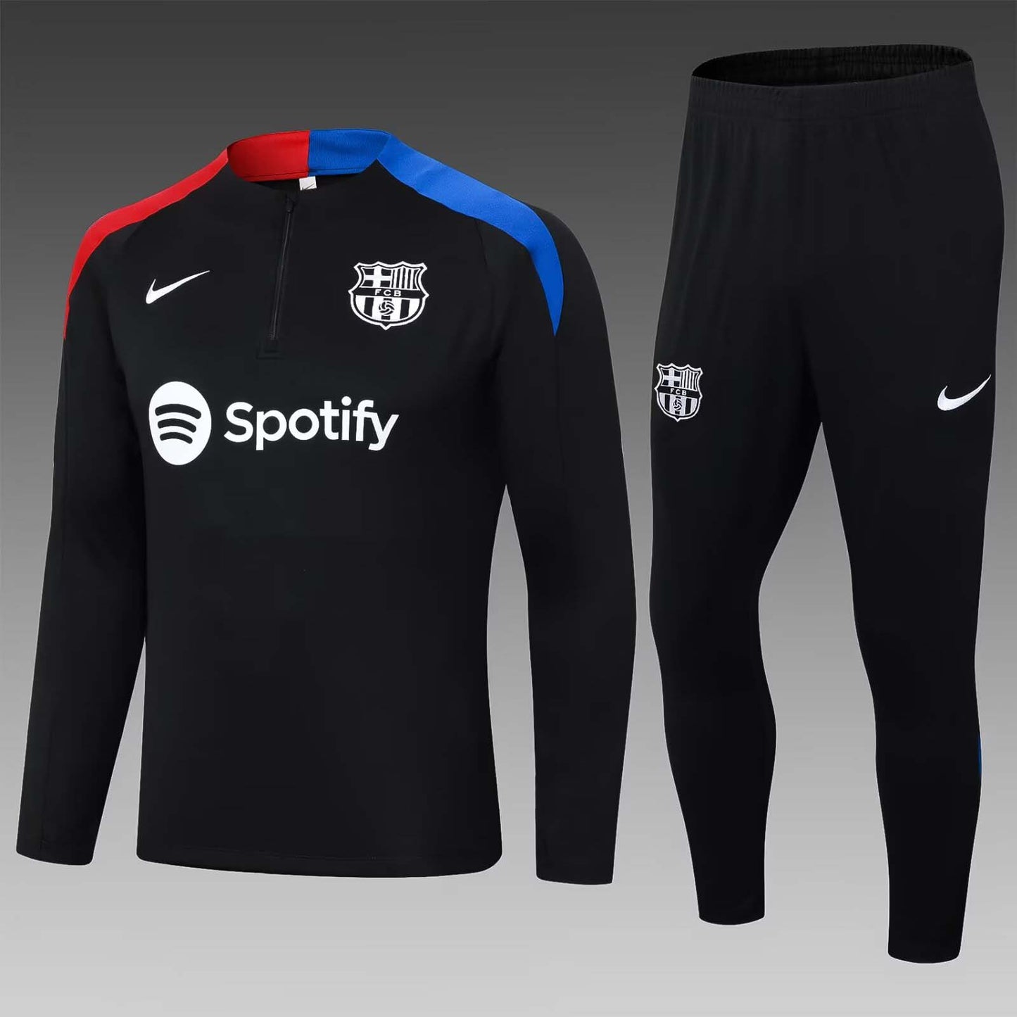 2024/2025 Barcelona Half-Pull Training Suit Black Jersey Set