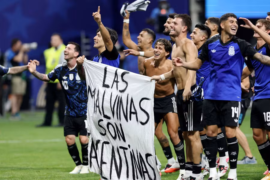 Argentina risk FIFA sanctions with Falkland Islands flag after beating England